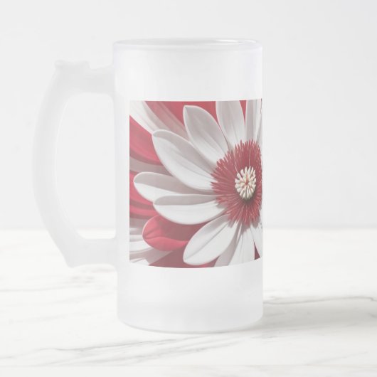 Mattierte Tasse Red White Floral AI Art Design (Links)