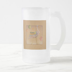 Mattierte Tasse, Steine - Karussell Storch Mattglas Bierglas