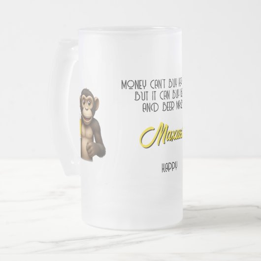 Mattierte Tasse von Affenbier (Vorderseite Links)