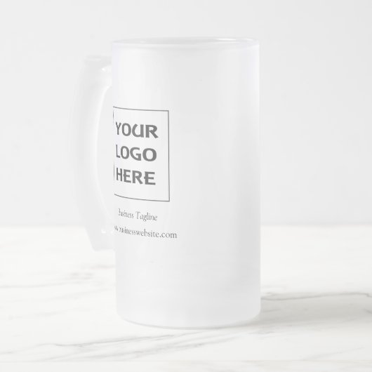 Mattierte Tasse von Glasbäern mit Firmenlogo (Vorderseite Links)