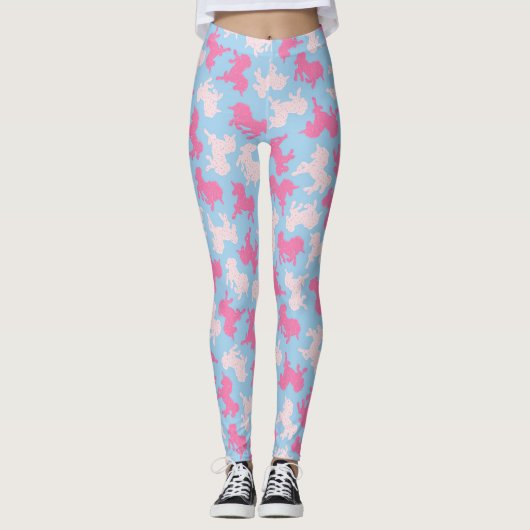 Mattierte Unicorn-Plätzchen auf blauen Leggings (Vorderseite)