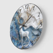 Mattierte Weihnachtslandschaft Rentier Große Wanduhr (Winkel)