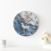 Mattierte Weihnachtslandschaft Rentier Große Wanduhr (Zuhause)