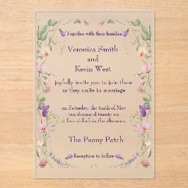 Mattierte Wildblume Akronylic Hochzeitseinladung Acryleinladungen