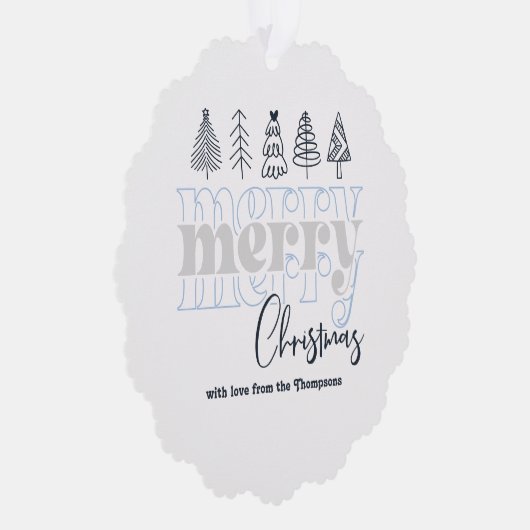 Mattierte Winter Scribbles Frohen Weihnachtskuchen Ornament Karte (Rechts)