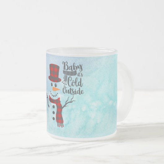 Mattierte Winter Snowman Black Script Tasse (VorderseiteRechts)