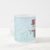 Mattierte Winter Snowman Black Script Tasse (Vorderseite Links)