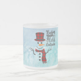 Mattierte Winter Snowman Black Script Tasse
