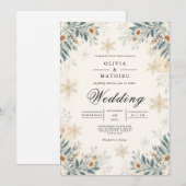 Mattierte Winterblumenhochzeit Einladung (Vorne/Hinten)