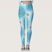 Mattierte Wintergeometrie in Blau und Weiß Mandala Leggings (Vorderseite)