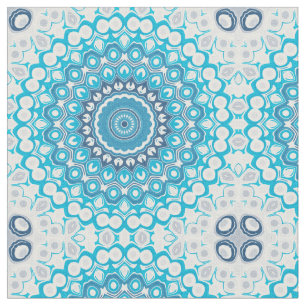 Mattierte Wintergeometrie in Blau und Weiß Mandala Stoff