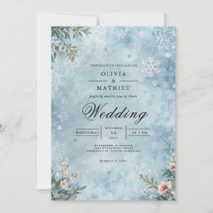Mattierte Winterschneeflocken Hochzeit Einladung