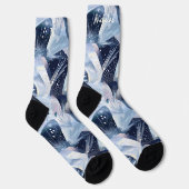 Mattierte Wintersocken in Blau und Weiß Abstrakt Socken (Rechts)