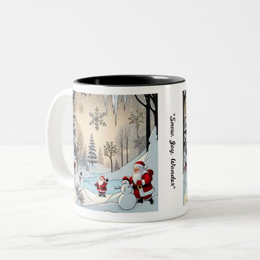 "Mattierte Winterträume" Zweifarbige Tasse (Vorderseite Links)