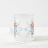 Mattierter Blauer Schneeflocken und Lebkuchen Mattglastasse (Vorderseite Links)