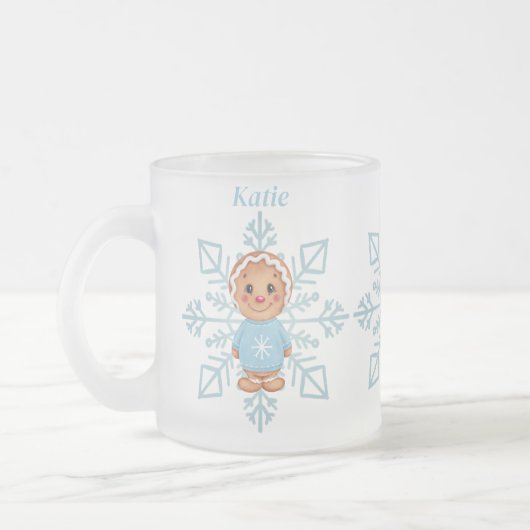Mattierter Blauer Schneeflocken und Lebkuchen Mattglastasse (Links)