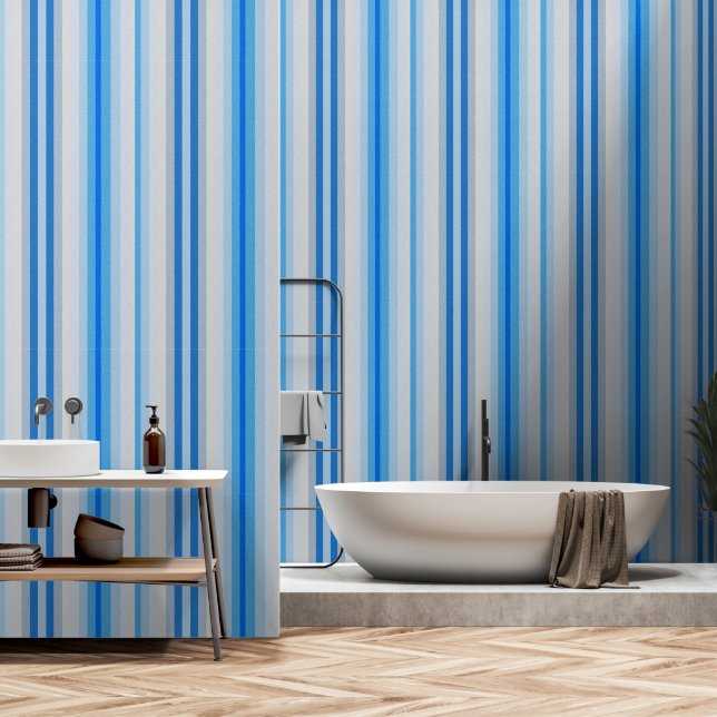 Mattierter Blaustreifen Tapete (Badezimmer)