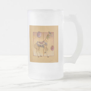 Mattierter Cup - Karussell Giraffe Mattglas Bierglas