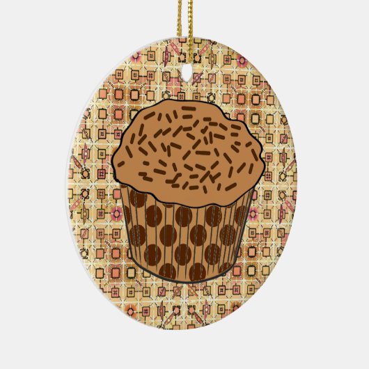 Mattierter Karamellkuchen mit Sprinklen Keramik Ornament (Rechts)