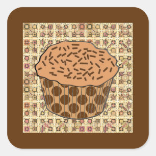 Mattierter Karamellkuchen mit Sprinklen Quadratischer Aufkleber