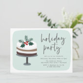 Mattierter Kuchen mit Holly Holiday Party Einladung (Stehend Vorderseite)