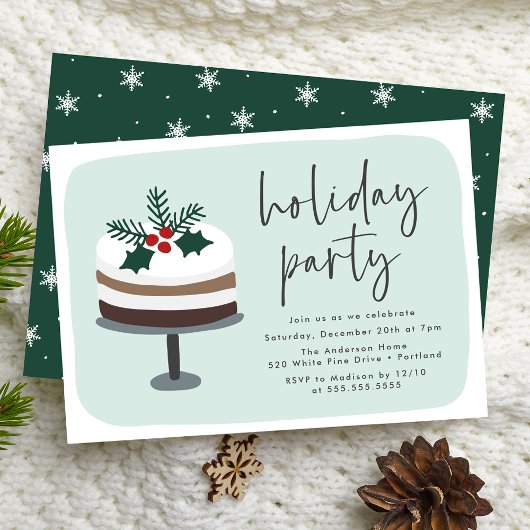 Mattierter Kuchen mit Holly Holiday Party Einladung