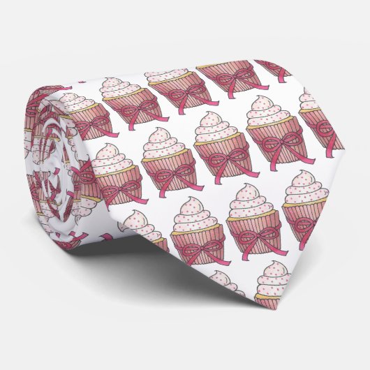Mattierter Pink Cupcake Valentinstag Cupcakes Kraw Krawatte (Gerollt)