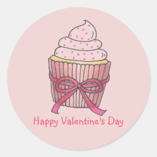 Mattierter Pink Cupcake Valentinstag Cupcakes Lieb Runder Aufkleber