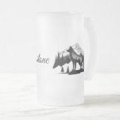 Mattierter Tasse-Yellowstone Wolf Mattglas Bierglas (VorderseiteRechts)