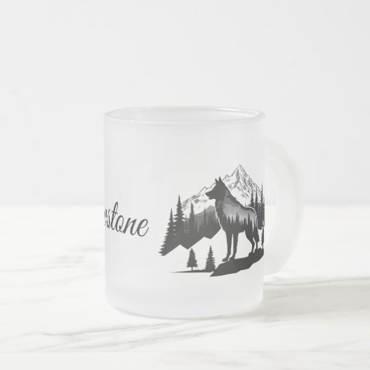 Mattierter Tasse-Yellowstone Wolf Mattglastasse (VorderseiteRechts)