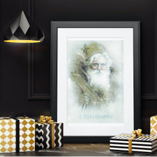 Mattierter Vintager Weihnachtsmann Poster