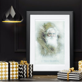 Mattierter Vintager Weihnachtsmann Poster