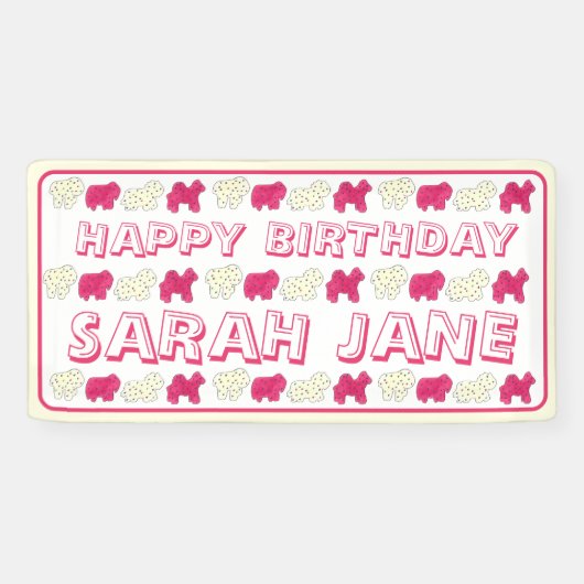 Mattierter Zirkus Tierkochen Rosa weiße Sprinklen Banner (Horizontal)