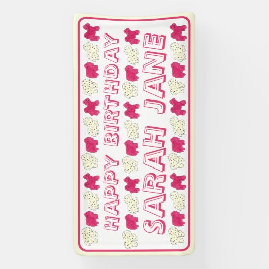 Mattierter Zirkus Tierkochen Rosa weiße Sprinklen Banner (Vertikal)