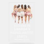 Mattiertes Acrylic White Bachelorette Begrüßungsze Acrylschild (Vorderseite)