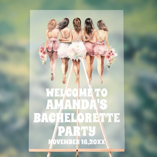 Mattiertes Acrylic White Bachelorette Begrüßungsze Acrylschild (Neutral)