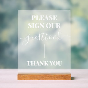 Mattiertes Acrylic White Guestbook Wedding Sign Acrylschild