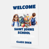 Mattiertes Akryllisches zurück zur Schule Begrüßun Acrylschild (Winkel)