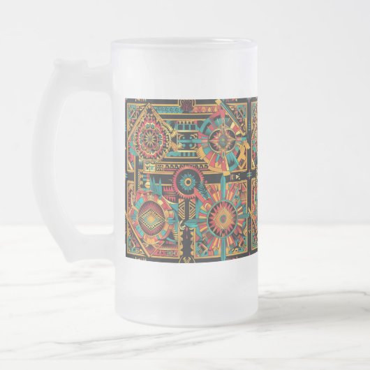 Mattiertes Aqua "Aztec Dream" 473ml Tasse aus Glas (Links)