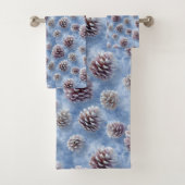 Mattiertes Blaues Pinecones Muster Kissen Badhandtuch Set (Insitu)