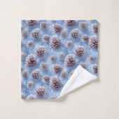 Mattiertes Blaues Pinecones Muster Kissen Badhandtuch Set (Waschlappen)