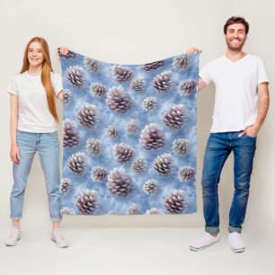 Mattiertes Blaues Pinecones Muster Kissen Fleecedecke