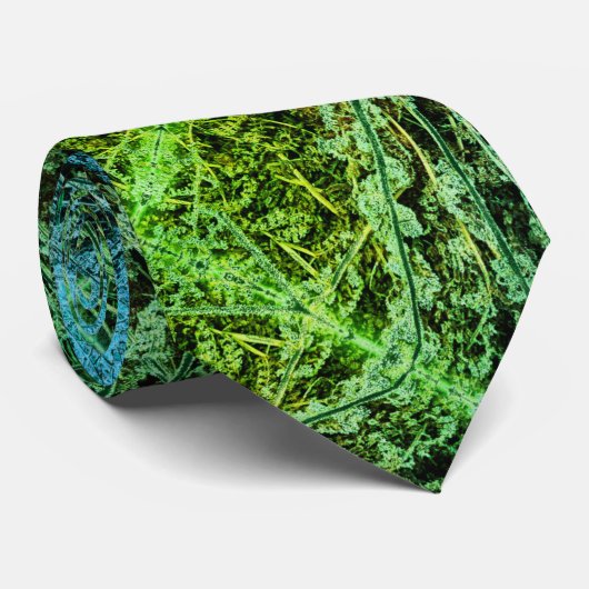 Mattiertes Farnblau-braune Blätter Muster Krawatte (Gerollt)