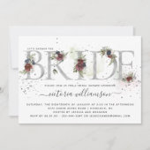 Mattiertes florales Silver Winter Brautparty Einladung (Vorderseite)