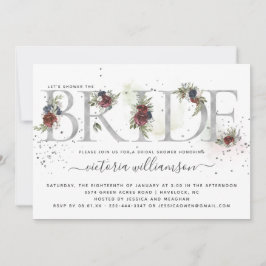 Mattiertes florales Silver Winter Brautparty Einladung