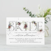 Mattiertes florales Silver Winter Brautparty Einladung (Stehend Vorderseite)