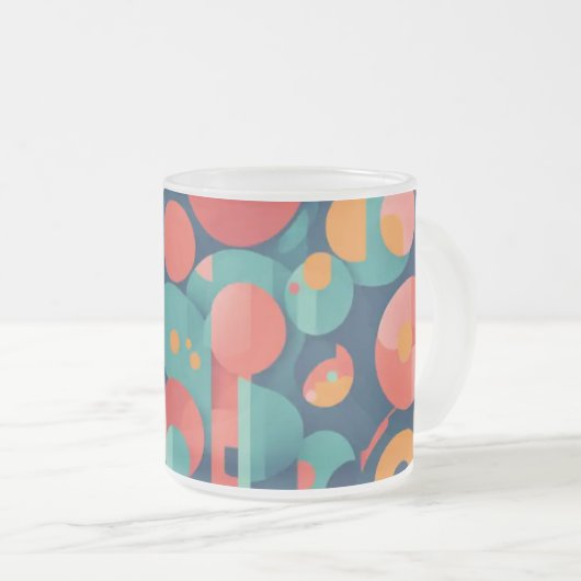 Mattiertes Glas Tasse 10 oz - Minimalistisch Geome (VorderseiteRechts)
