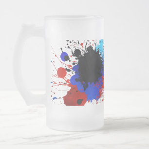 Mattiertes Glas Tasse 16 oz - Abstrakte Farbabstri