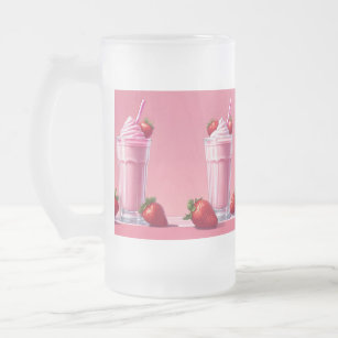 Mattiertes Glas Tasse Erdbeeren Milkshakes