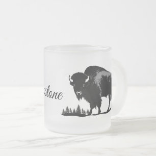 Mattiertes Glass Tasse-Yellowstone Buffalo Mattglastasse